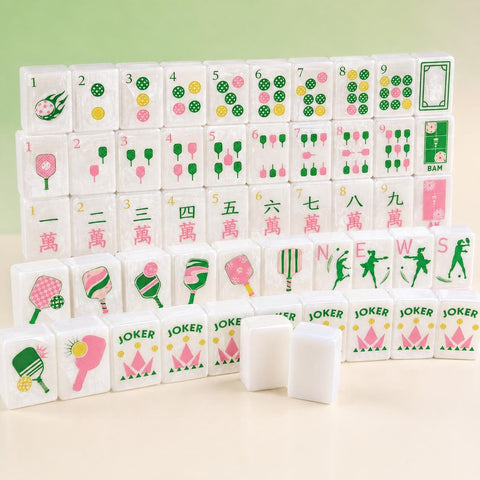 Pickleball American Mahjong Set, 152 Pearl Acrylic Tiles