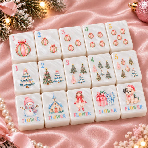 Pastel Nutcracker Christmas American Mahjong Set, 152 Pearl Tiles