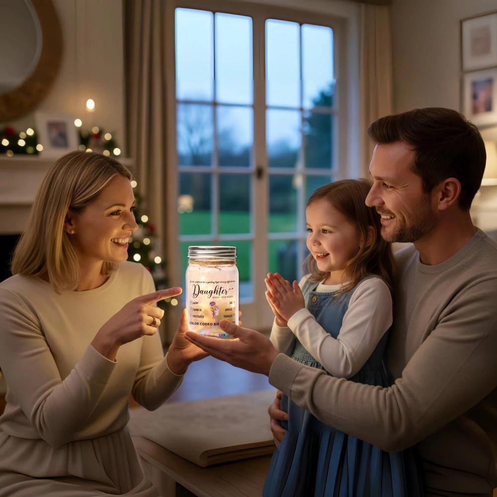 Bible Verse Jar for Daughter – 92 Color-Coded Scriptures with LED Light | Inspirational Christian Gift for Encouragement & Faith