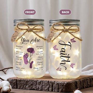 Faith Reminder –  “You Are” Mason Jar Night Light with Quotes
