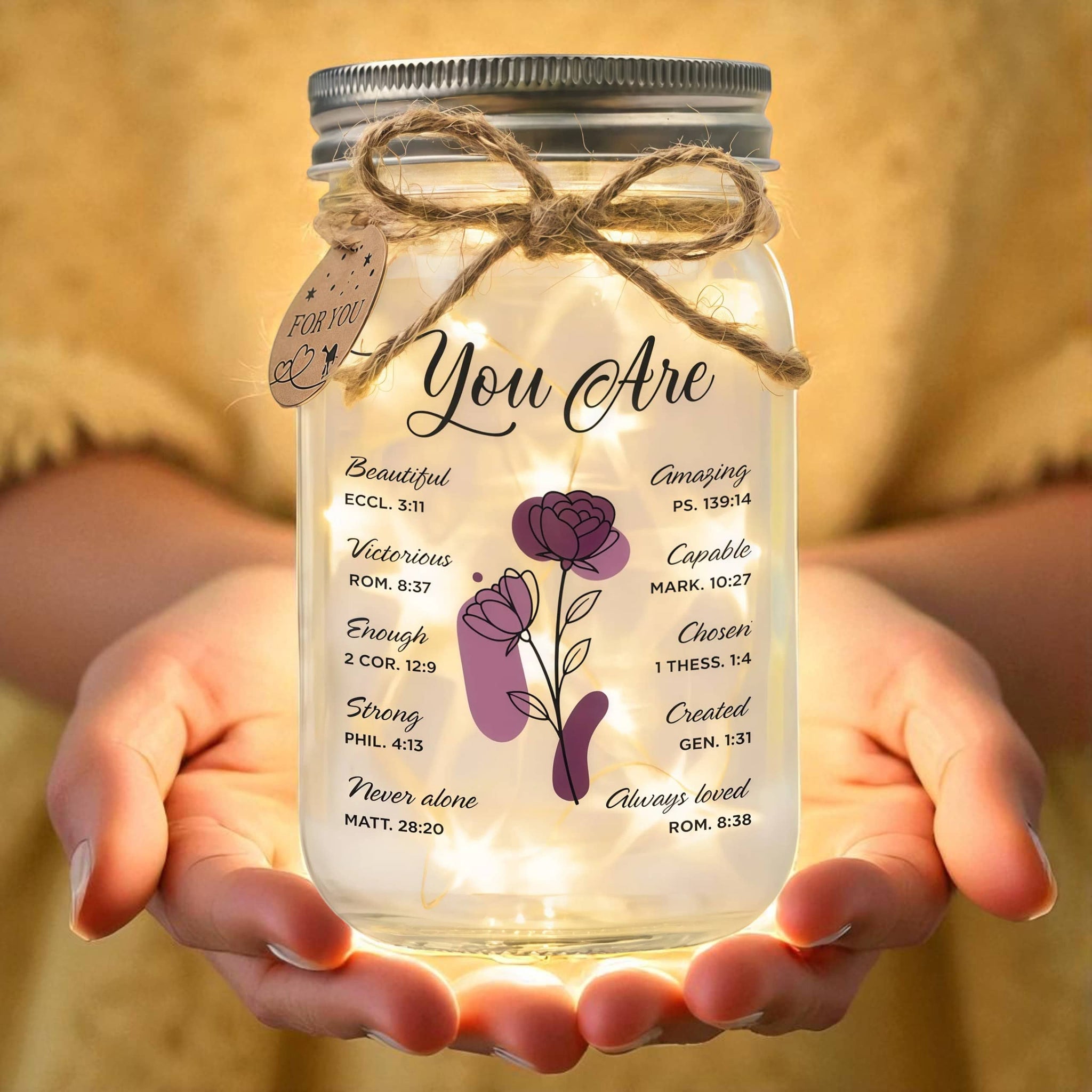 Birthday Gifts –  “You Are” Mason Jar Night Light with Quotes