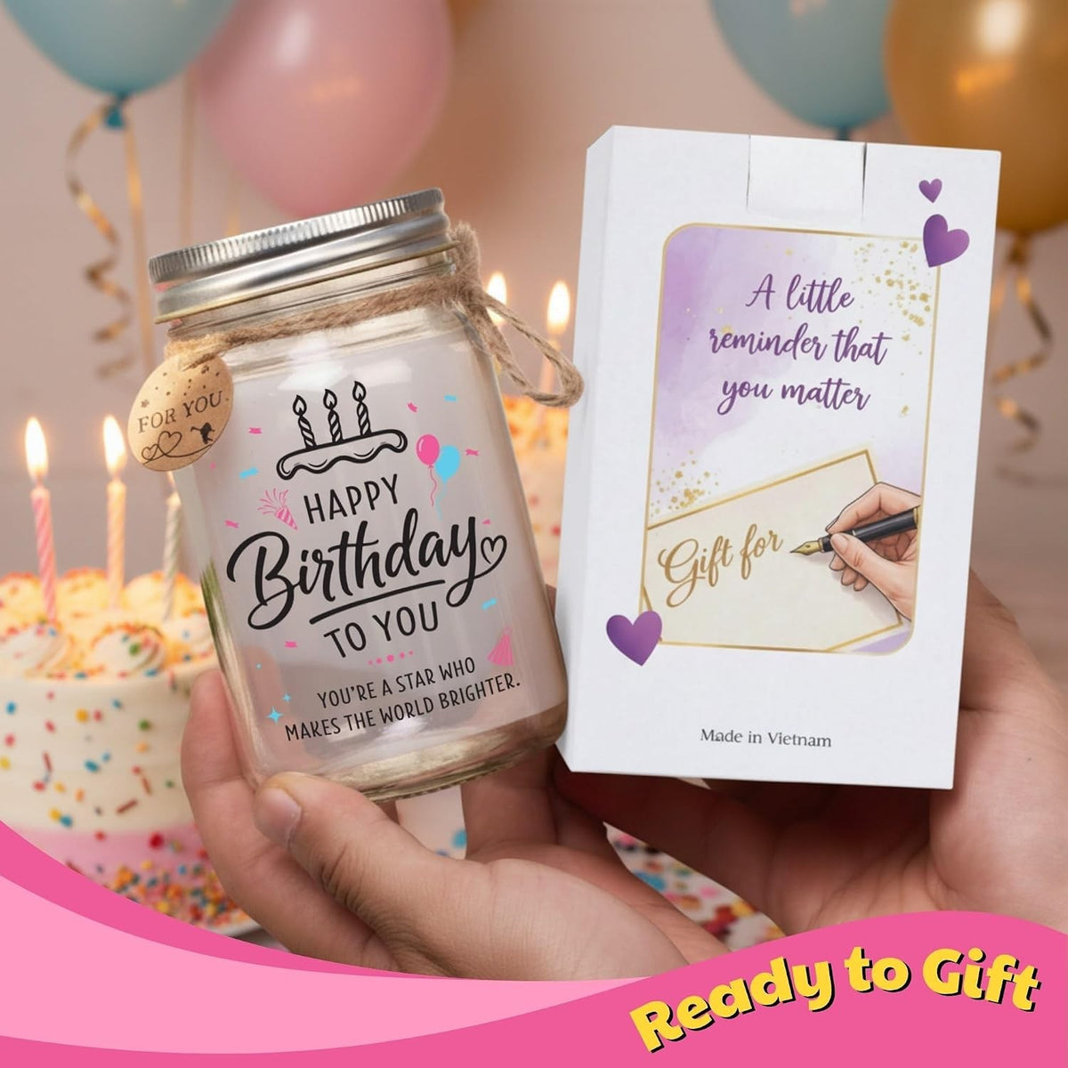 Birthday Gifts for Women, Happy Birthday Gift, Mason Jar Happy Birthday, view 4