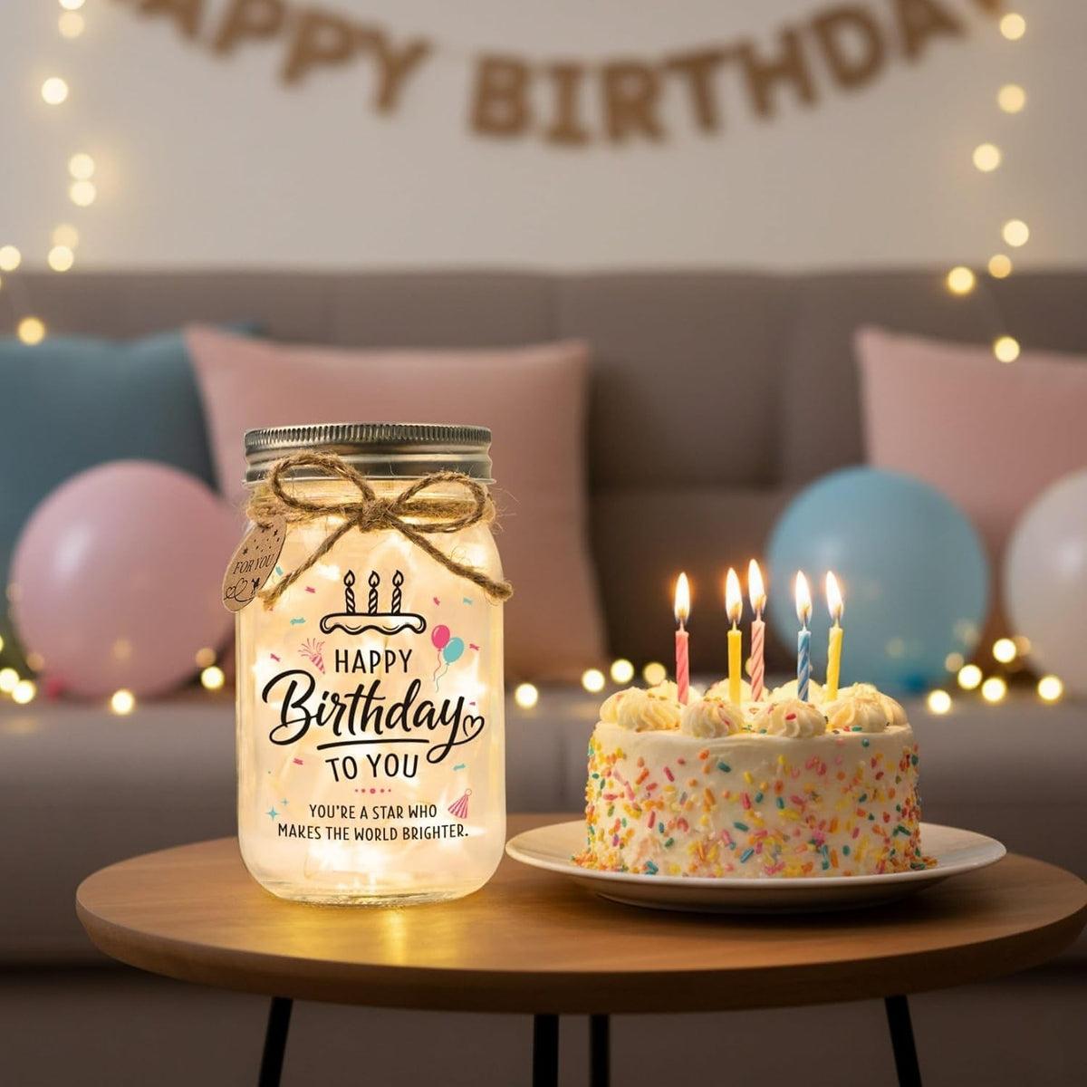 Birthday Gifts for Women, Happy Birthday Gift, Mason Jar Happy Birthday, view 7