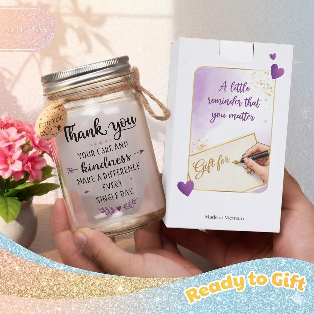 Thank You Gifts for Women, Appreciation Gifts for Women, Mason Jar Light
