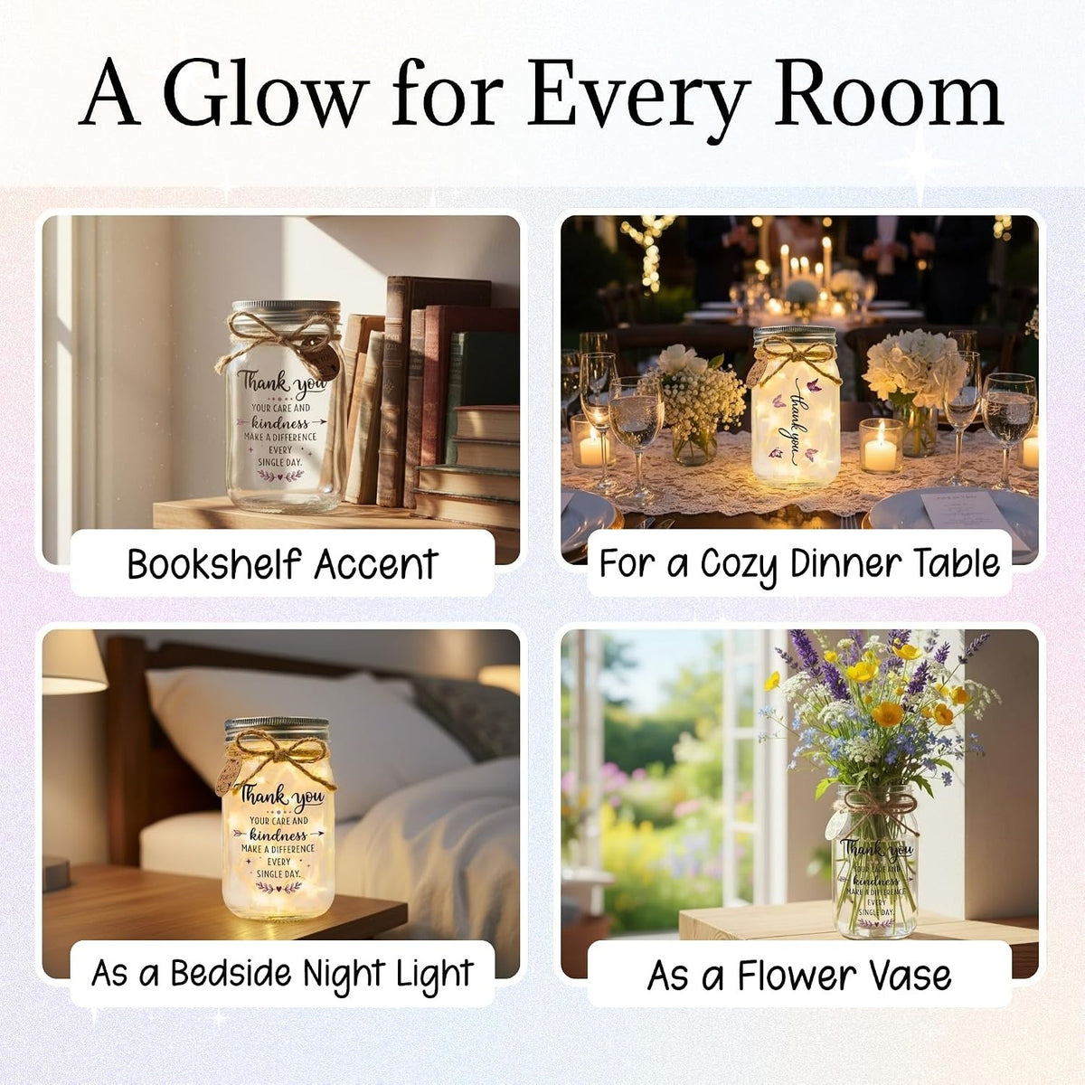 Thank You Gifts for Women, Appreciation Gifts for Women, Mason Jar Light, view 8