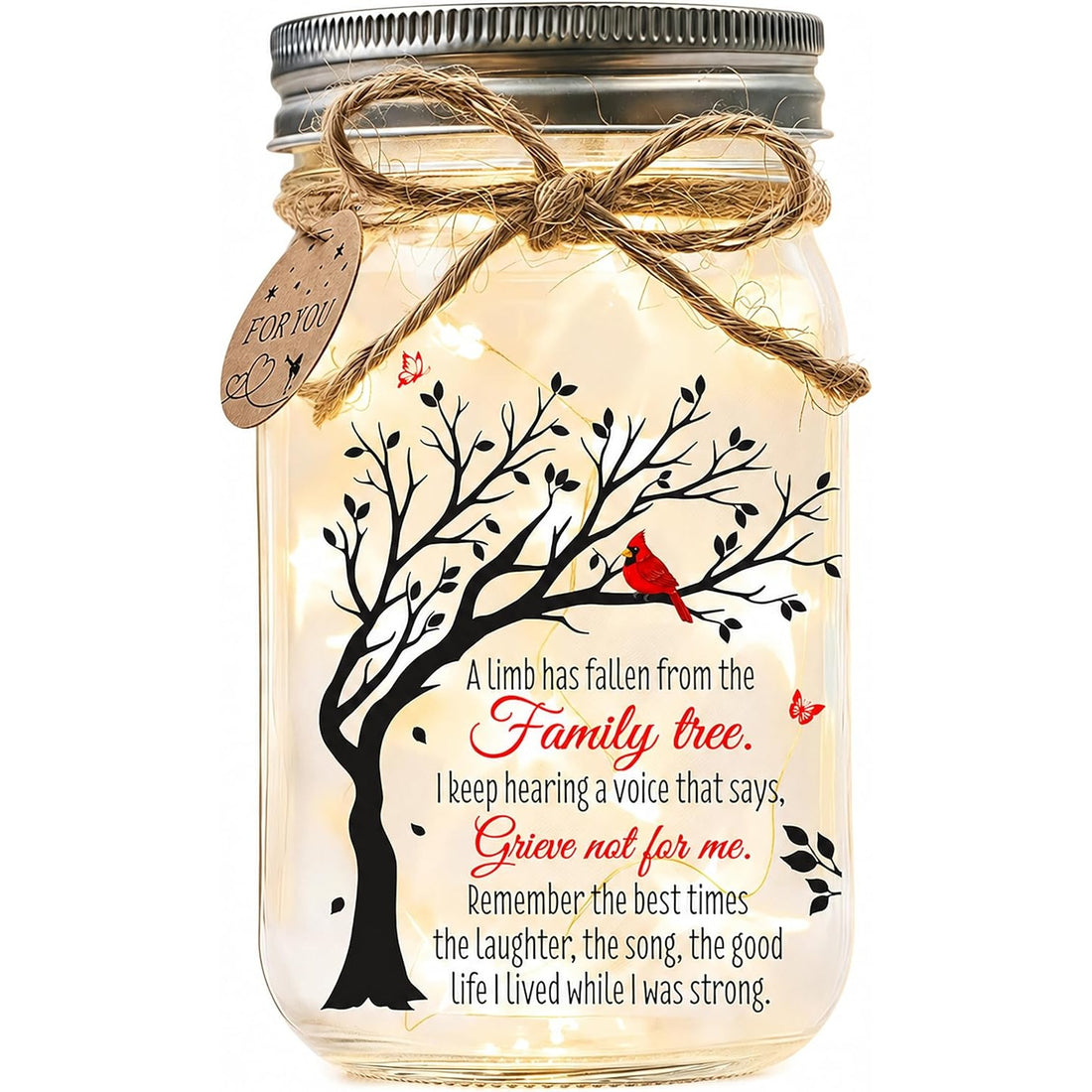 Sympathy Gifts for Loss of Loved One, Cardinal Memorial Gift, Mason Jar