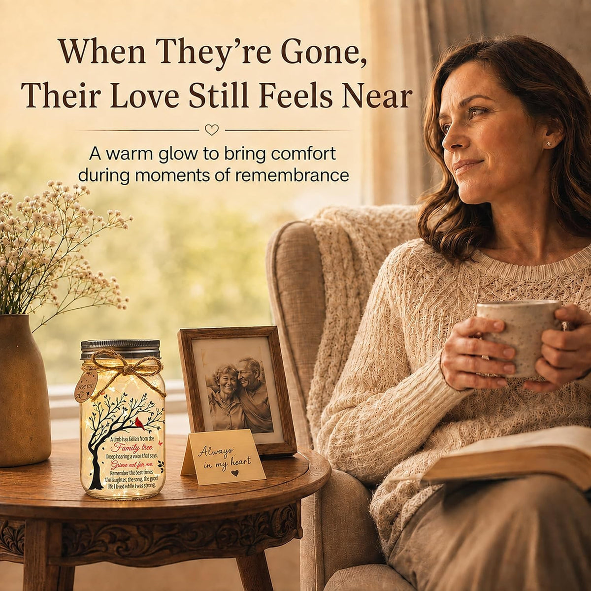 Sympathy Gifts for Loss of Loved One, Cardinal Memorial Gift, Mason Jar, view 6