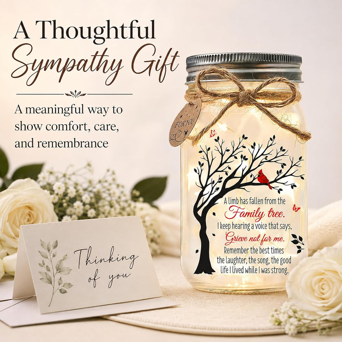 Sympathy Gifts for Loss of Loved One, Cardinal Memorial Gift, Mason Jar, view 8