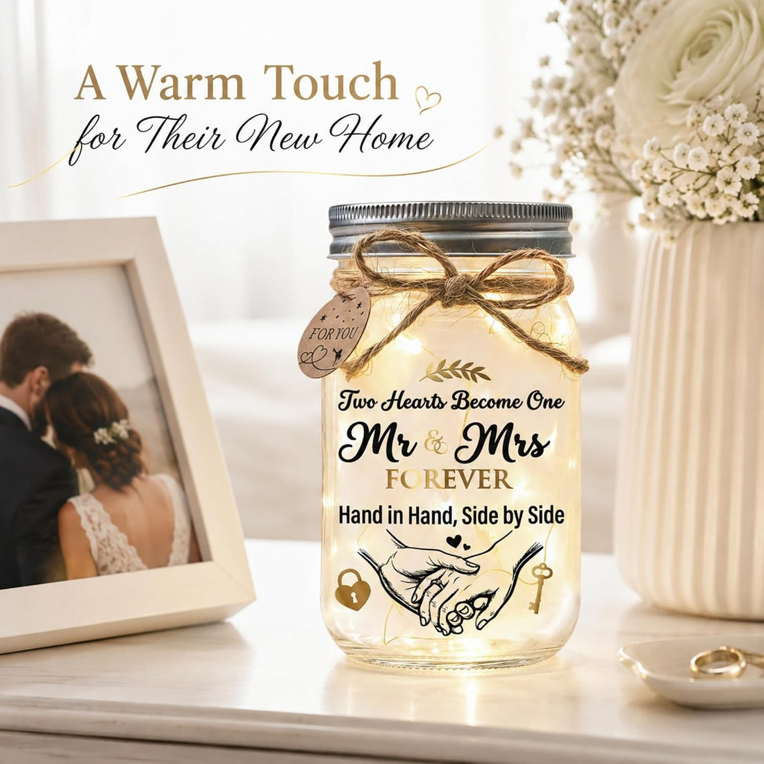Engagement Gifts for Couples, Wedding Gifts for Couples, Mr & Mrs Mason Jar