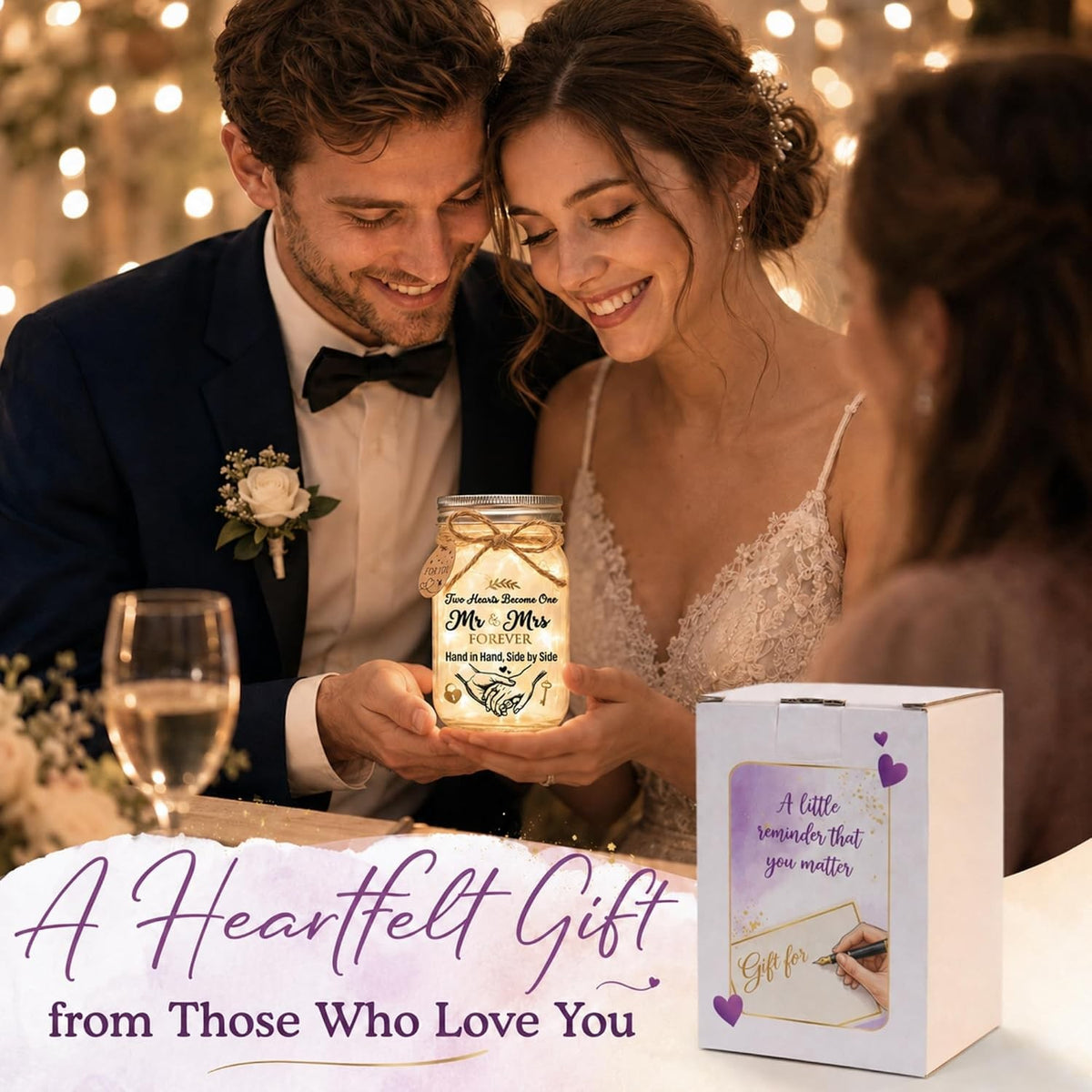 Engagement Gifts for Couples, Wedding Gifts for Couples, Mr & Mrs Mason Jar, view 3
