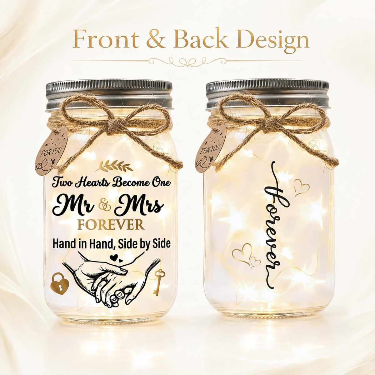 Engagement Gifts for Couples, Wedding Gifts for Couples, Mr & Mrs Mason Jar, view 7
