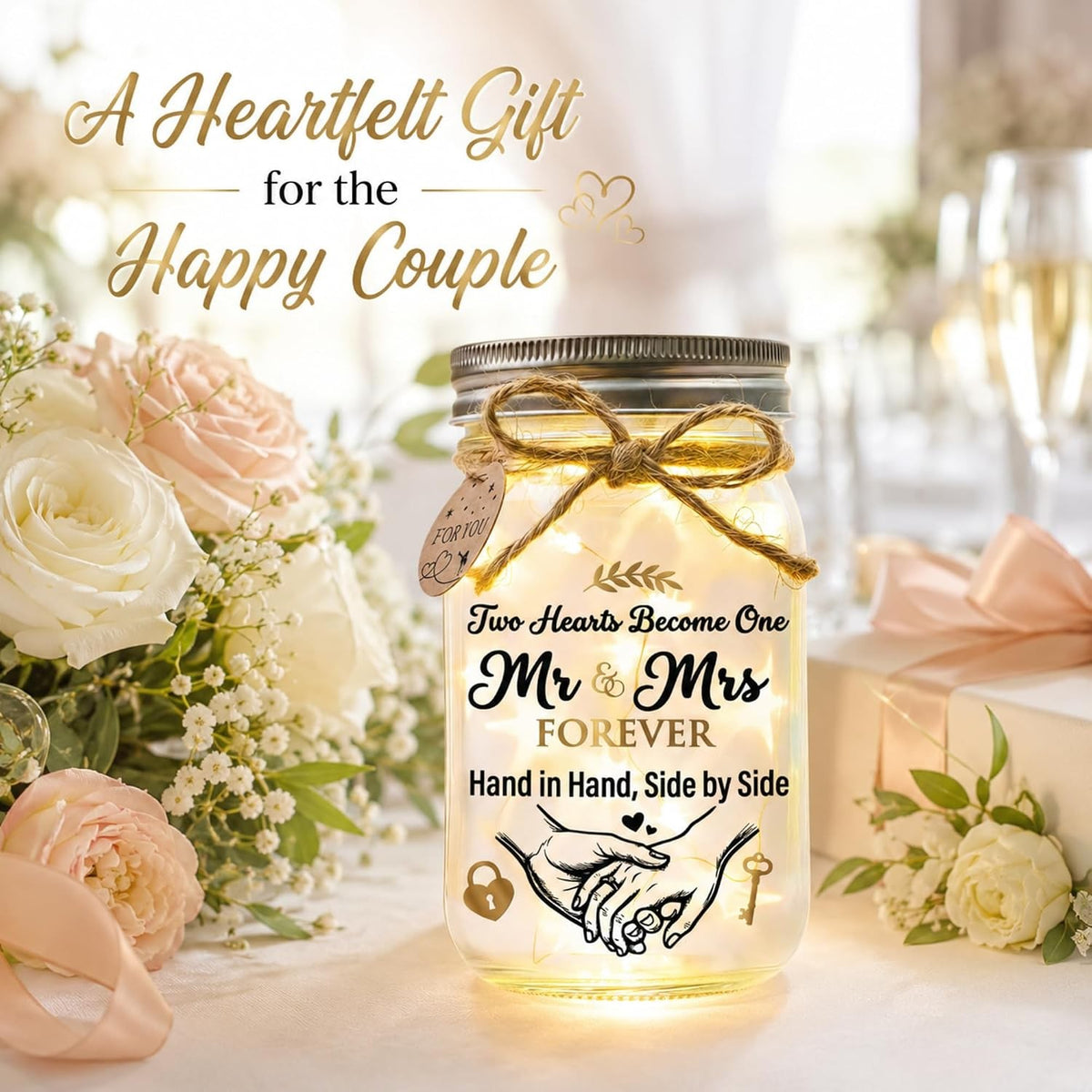 Engagement Gifts for Couples, Wedding Gifts for Couples, Mr & Mrs Mason Jar, view 8