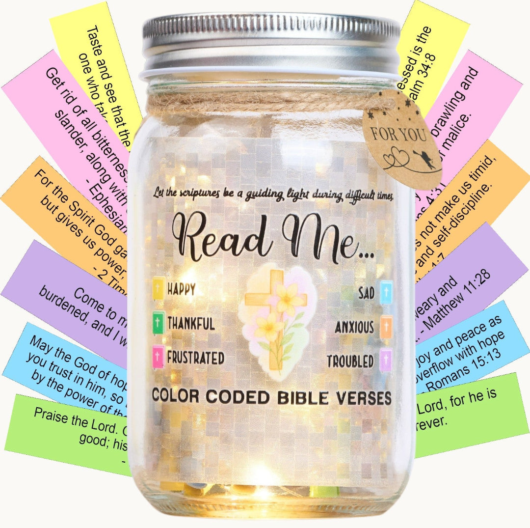 (READ ME) Light Bible Jar - 92 Handmade Verses LED Jar