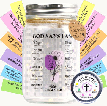 (GOD SAYS I AM) Light Bible Jar - 92 Handmade Verses LED Jar