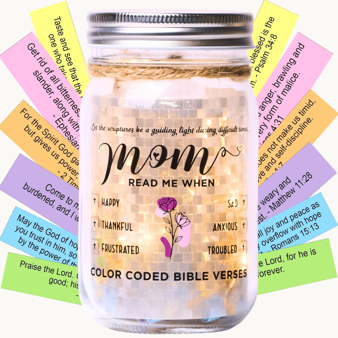 (MOM) Light Bible Jar - 92 Handmade Verses LED Jar