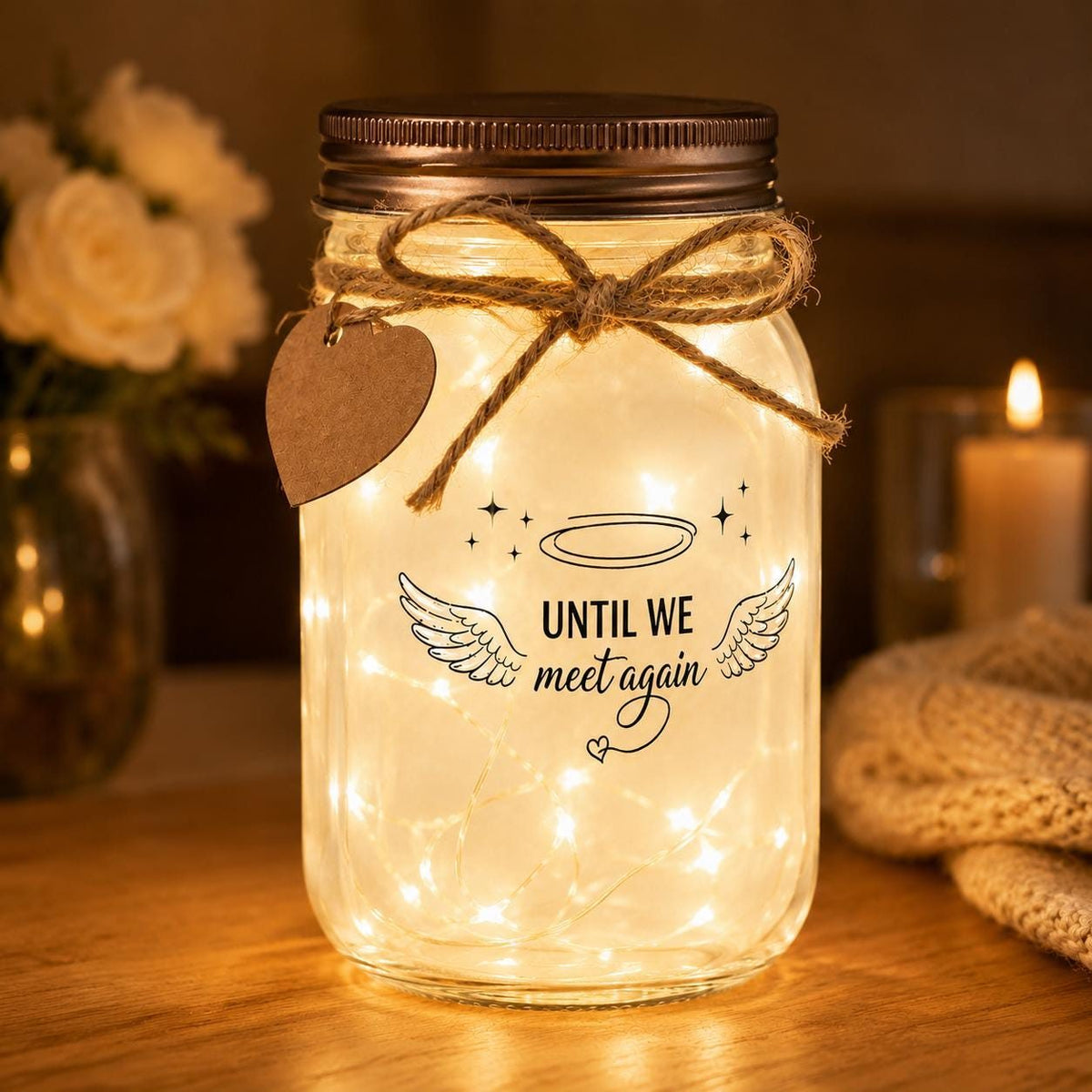 Cat Memorial Jar Light, When Tomorrow Starts Without Me, back design