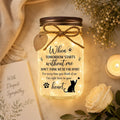 Cat Memorial Jar Light, When Tomorrow Starts Without Me, styled in a home setting (view 3)