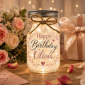 Chapter 80 Birthday Jar Light, Personalized, styled in a home setting