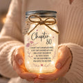 Chapter 80 Birthday Jar Light, Personalized, held in a hand