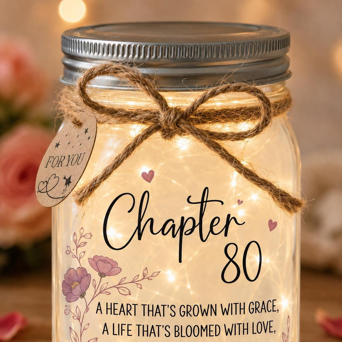 Chapter 80 Birthday Jar Light, Personalized, close-up detail