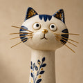 Cobalt Blue and Gold Chinoiserie Cat Figurine, close-up detail