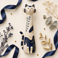 Cobalt Blue and Gold Chinoiserie Cat Figurine, flat lay