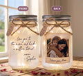 Custom Handwriting and Photo Jar Light, front and back designs
