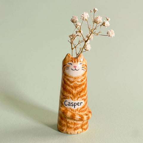 Custom Pet Portrait Bud Vase, Hand-Painted Clay