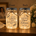 Dragonfly Memorial Jar Light, In Loving Memory, front and back designs