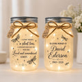 Dragonfly Memorial Jar Light, In Loving Memory, styled in a home setting