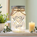Friends Infinity Hands Jar Light with Two Names, styled in a home setting