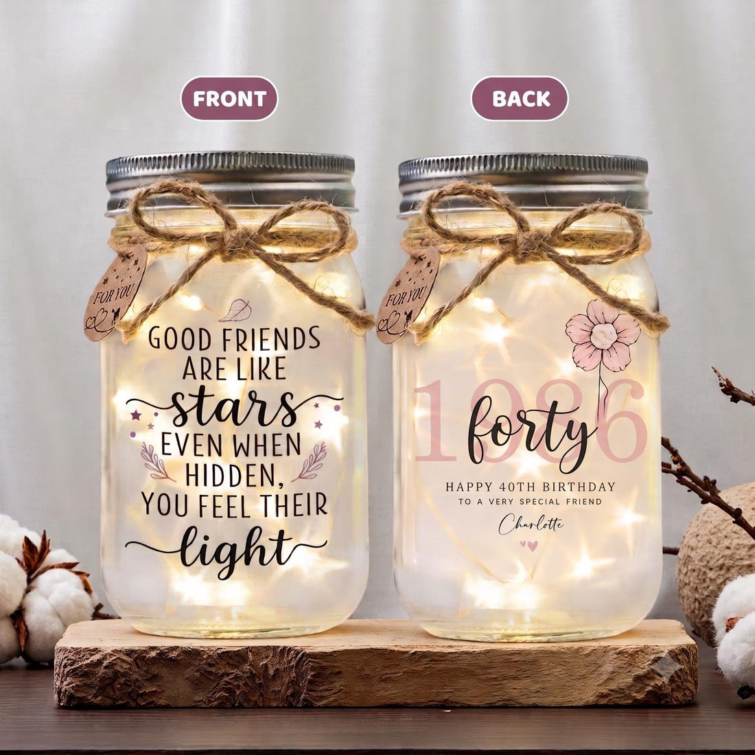 Friendship Birthday Jar Light, Personalized, Choose the Age: 30