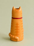 Ginger Cat Bud Vase with a Red Bell Collar, back view