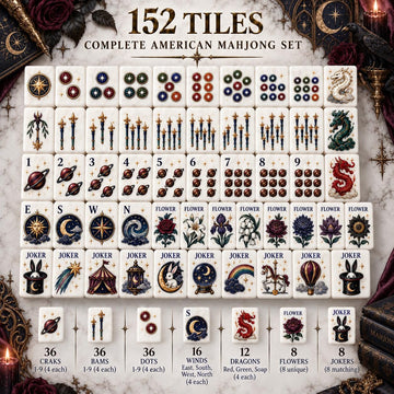 Gothic Celestial American Mahjong Set, 152 Pearl Tiles, tile guide