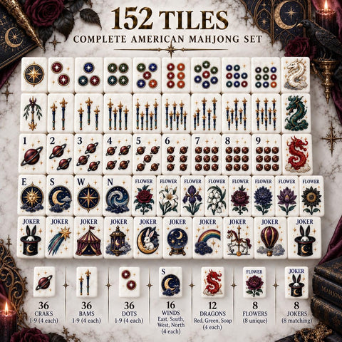 Gothic Celestial American Mahjong Set, 152 Pearl Tiles