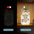 Grandma Mason Jar Night Light, Heartfelt Quote, lit and unlit comparison