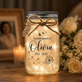 In Loving Memory Jar Light, Winds of Heaven Quote, front and back designs