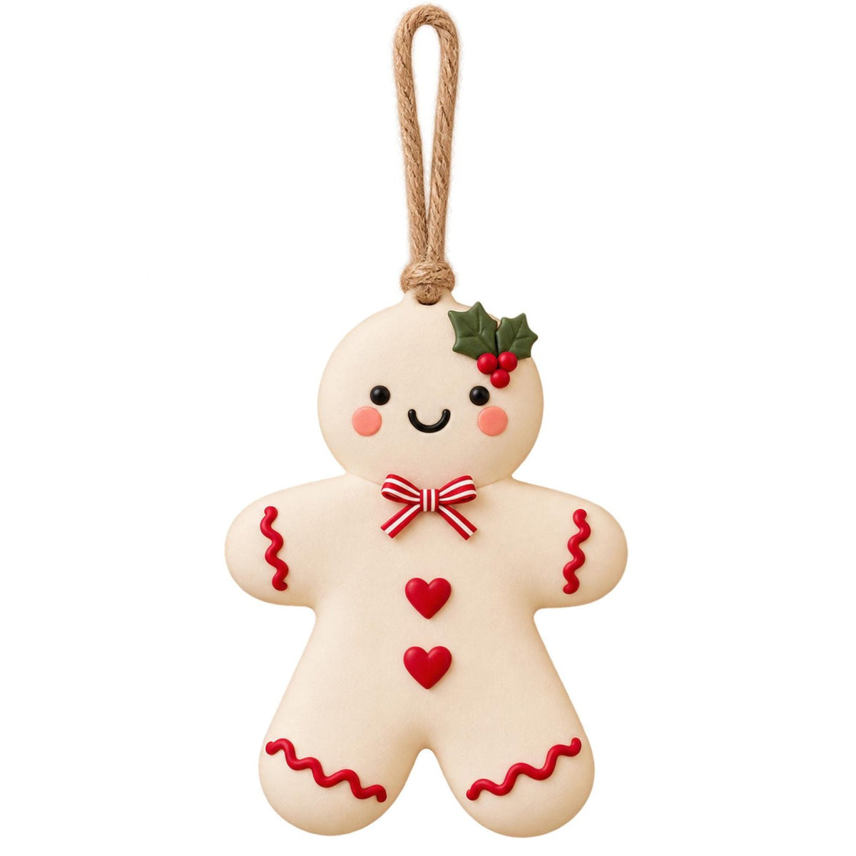 Personalized Gingerbread Ornament, 5 Colors, Name on Back, cream design