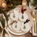 Personalized Pine Tree Clay Ornament with Name, on a holiday table