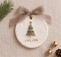 Personalized Pine Tree Clay Ornament with Name, close-up detail (view 4)