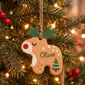 Personalized Reindeer Name Ornament, Hand-Painted Clay, with the name Oliver