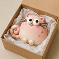 Pink Heart Cat Figurine, Pastel Clay, in its gift box