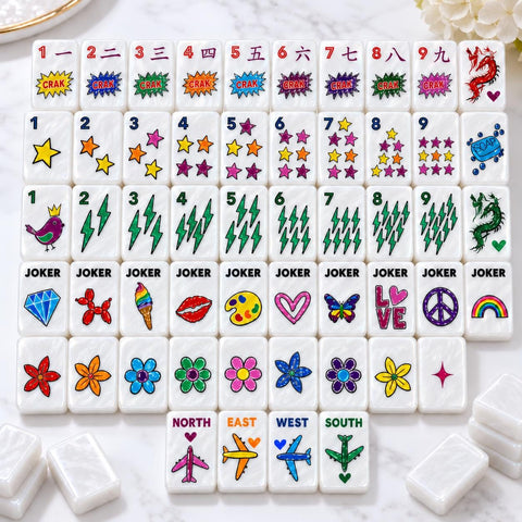 Pop Art American Mahjong Set, 152 Pearl Acrylic Tiles