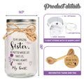 Sister Birth Month Flower Jar Light, Personalized, size and parts