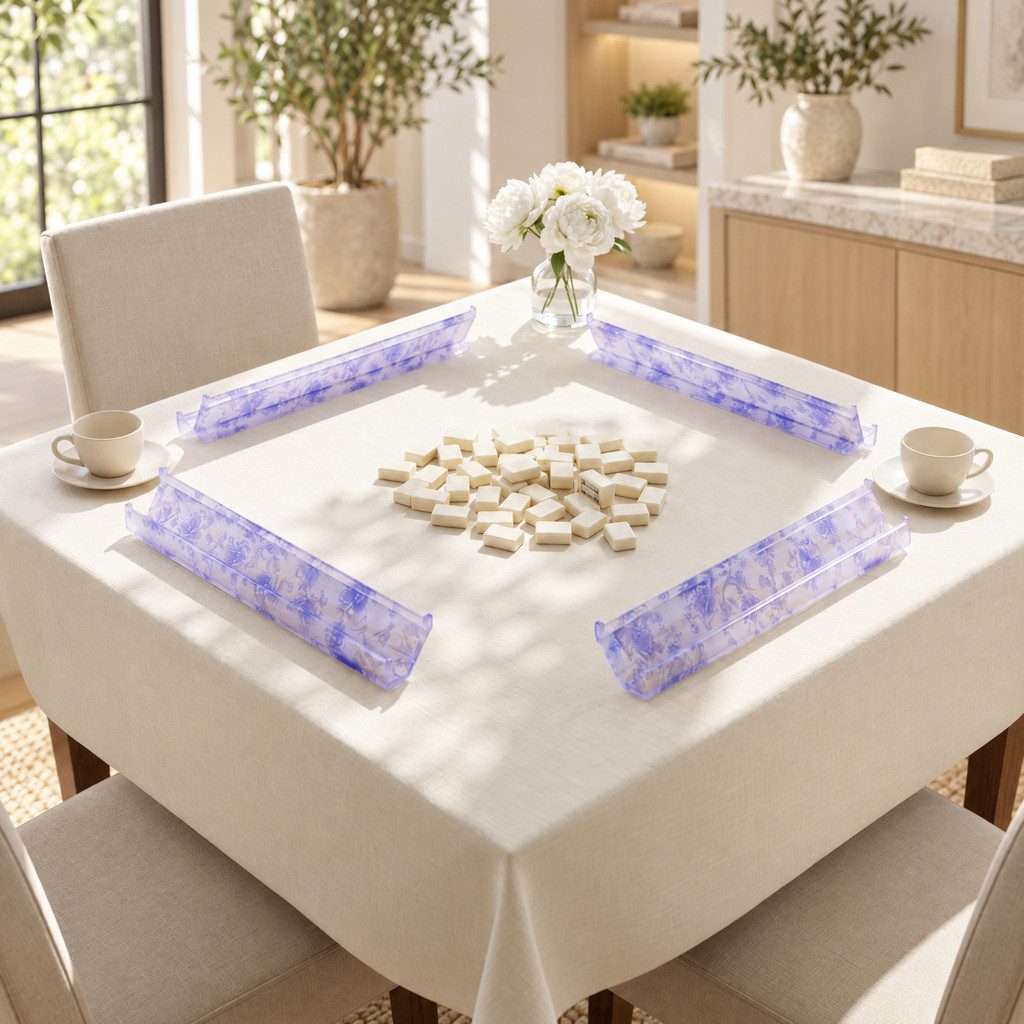 Blue Toile Mahjong Racks, Set of 4, view 3