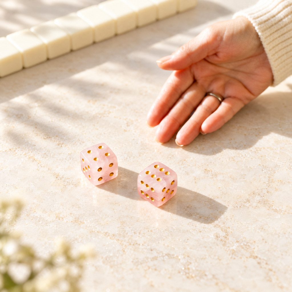 Natural Gemstone Mahjong Dice, Set of 6, view 3