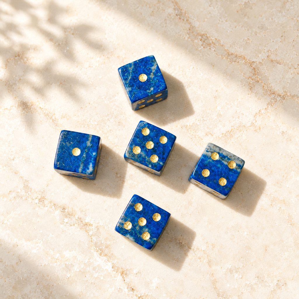 Natural Gemstone Mahjong Dice, Set of 6, view 7