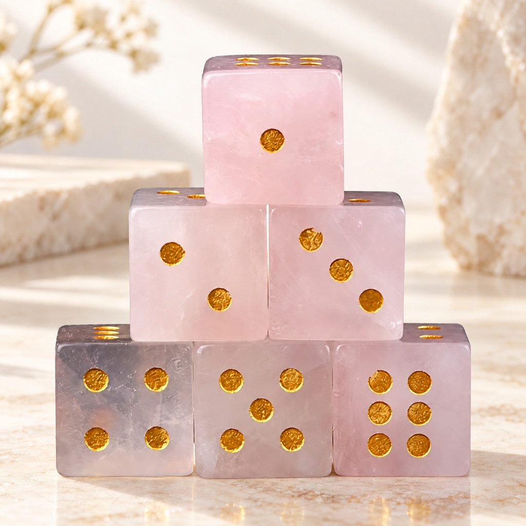 Natural Gemstone Mahjong Dice, Set of 6, view 9