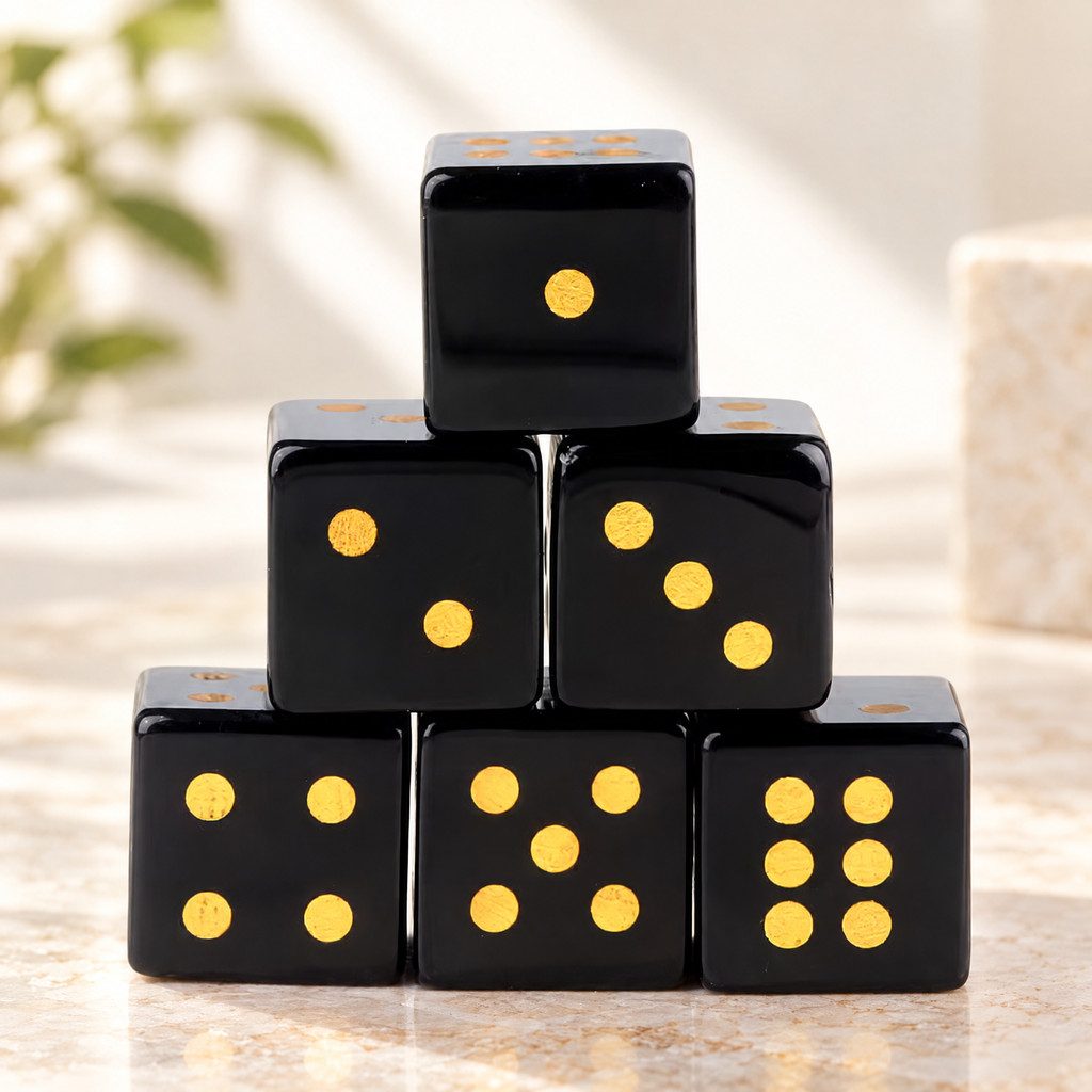 Natural Gemstone Mahjong Dice, Set of 6, view 10