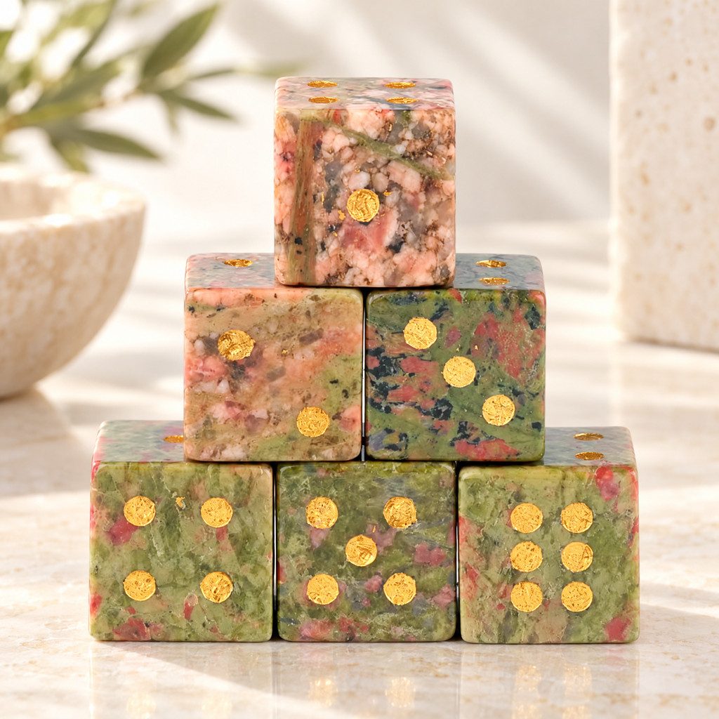 Natural Gemstone Mahjong Dice, Set of 6, view 11